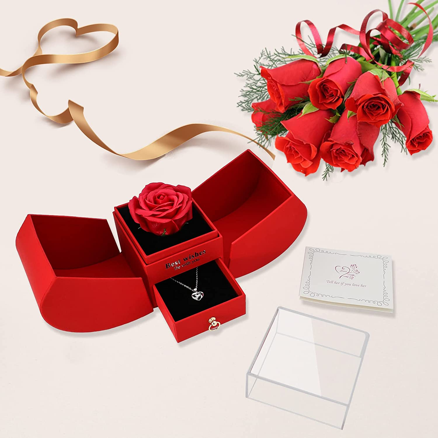 Rosa Eterna con Collar “Te Amo” ❤️